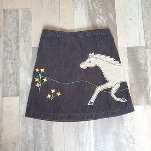 Girls Sz 7 Lands End Corduroy Horse Applique Skort